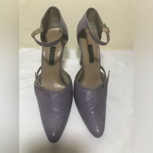 Valley Lane Lavender Genuine Leather Pointed-Toe Ankle-Strap Heels